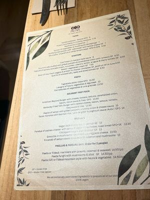 English menu at Alive in Barcelona