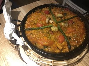 Savoury, flavour-filled vegan paella! at Alive in Barcelona
