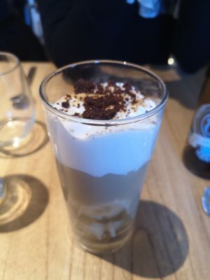 Chocolate, cream and banana triffle at Alive in Barcelona