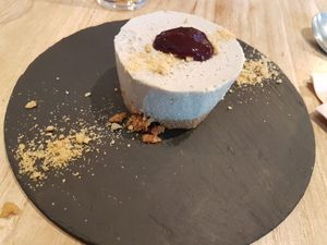 Matcha mousse cake at Alive in Barcelona