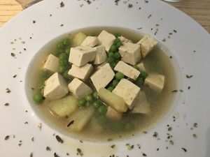 Tofu stew with peas and potatoes at Alive in Barcelona