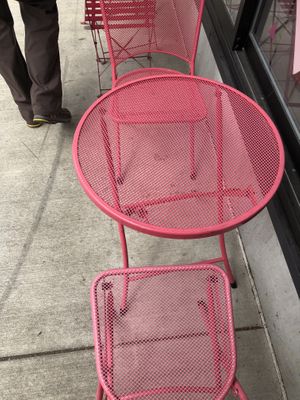 Pictured is the outdoor tables  at Tiny Moreso in Portland