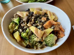 frozen broccoli, canned pineapple…?  at Tiny Moreso in Portland