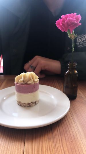 Lemon and strawberry mini cake  at Tiny Moreso in Portland