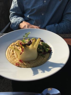 Main meal, hommus with different types of beans and fennel!  at V-mOnd in Thun