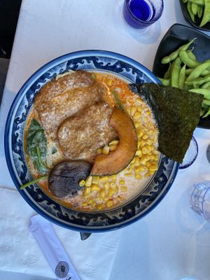 Creamy ramen with corn added, no kale at Hinodeya Ramen in San Francisco