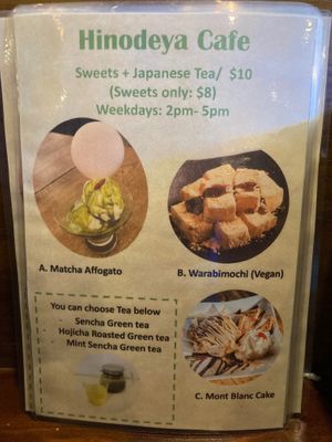 Dessert menu as of 2022-03-22 at Hinodeya Ramen in San Francisco