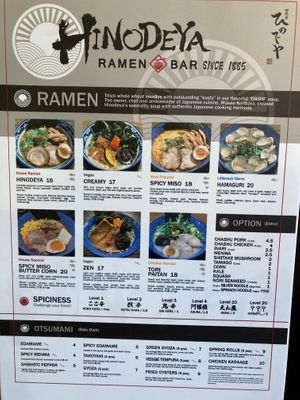 Food menu as of 2022-03-22 at Hinodeya Ramen in San Francisco