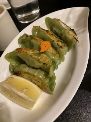 Gyoza green ones  at Hinodeya Ramen in San Francisco