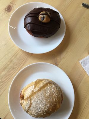 cookie dough (top) & white chocolate caramel creme   at Dough Society in East London
