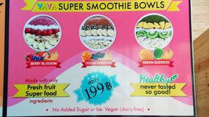 Smoothie bowl menu signage at USM - VAVA Frozen Yogurt in Koh Samui