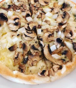 Creamy mushroom pizza  at La Bella in Cleethorpes