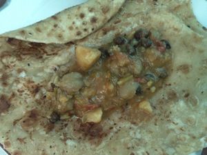 Veggie curry in a chapati at YG Restaurant in Mae Sai