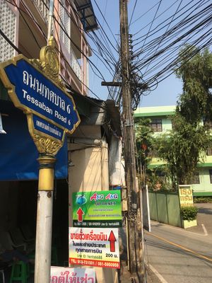 This is the turn off of the Main Street, headed away from the border it’s about a three min walk on the left, turn left and it’s down about 30m on the left.  at YG Restaurant in Mae Sai