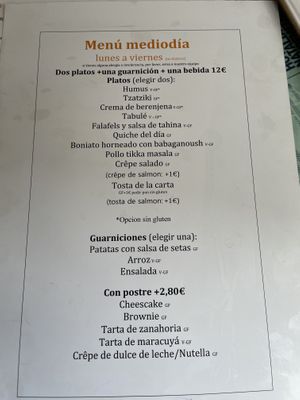 Lunch menu  at La Cabra en el Tejado in Madrid