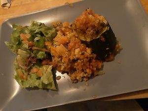 Menu del dia / main course / quinoa stuffed courgette at La Cabra en el Tejado in Madrid