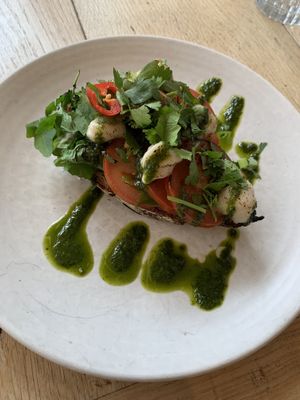 Sourdough toast with avocado and vegan mozzarella  at The Herringbone in Edinburgh