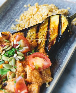Chargrilled aubergine at The Herringbone in Edinburgh