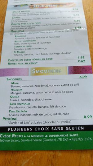 Cvégé (Smoothies) at Cvege Resto in Sainte-therese