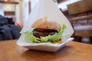 Burger with teriyaki sauce. Simple but tastes good. at Grains in Nagoya