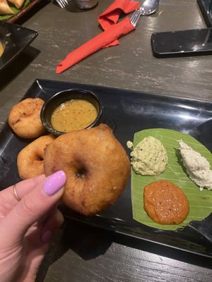 Sambar vadas  at Saravana Bhavan - Arya Bhaven in London