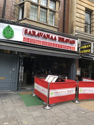 The restaurant from outside at Saravana Bhavan - Arya Bhaven in London