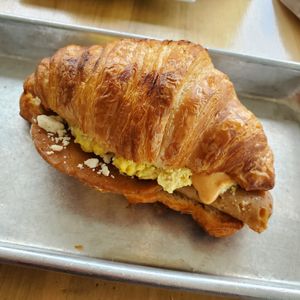 Vegan breakfast sandwich at The Sweet Praxis in Syracuse