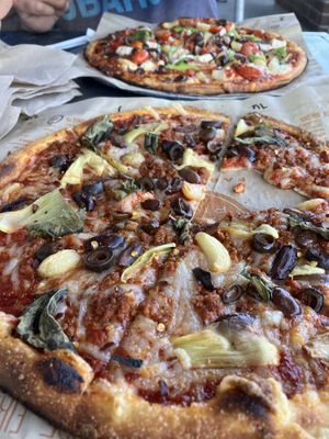 Not a great photo, as I took a bite before I remembered to snap it!  Vegan cheese, chorizo, and lots of veggies!   at Blaze Pizza - Town Center in Jacksonville