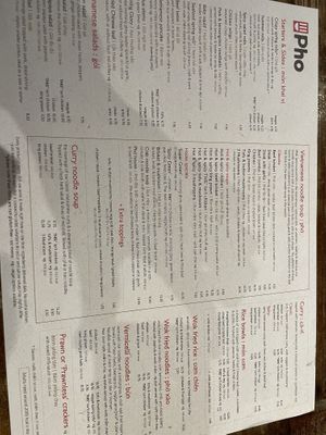 Menu October 2022  at Pho in Liverpool
