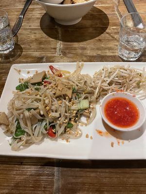 Flat Noodles with vegan chicken   at Pho in Liverpool