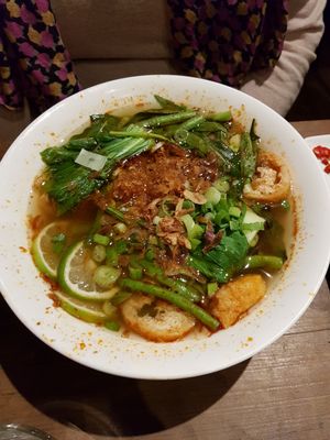 Pho with tofu, lemon, morning glory, green beans. Bit spicy but soooo tasty at Pho in Liverpool