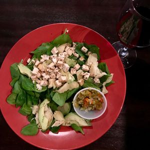 Spinach and tofu salad  at Tomato Bar Pizza Bakery in Valparaiso
