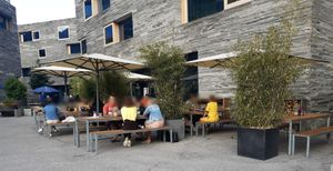 Outdoor seating at Nooba Restaurant in Laax