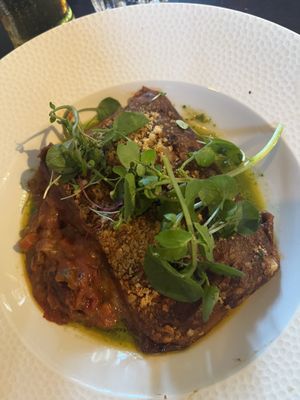 Aubergine lasagne   at The Old Forge in Otterbourne
