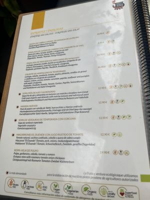 Menu  at El Duende del Fuego in La Palma