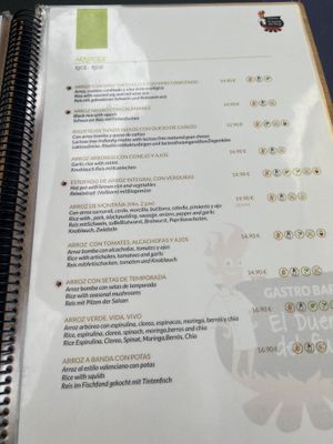 Menu  at El Duende del Fuego in La Palma
