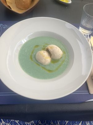 Cold Garlic almond soup   at El Duende del Fuego in La Palma