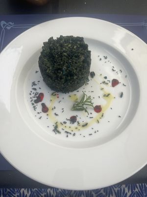 Rice with spirulina, spinach, chia   at El Duende del Fuego in La Palma
