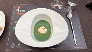 Garlic almond soup at El Duende del Fuego in La Palma