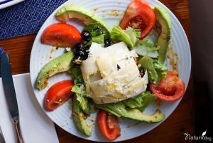 Tomatoes, avocado, olives, smoked paprika and hard cheese at Enriclai in La Palma