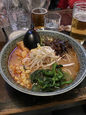 Vegan garlic miso ramen with shiitakes  at Ohyama Ramen in Whistler