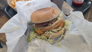 Surf N turf burger at Lord of the Fries in Glenelg