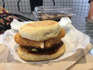 Breakfast bap at Lord of the Fries in Glenelg