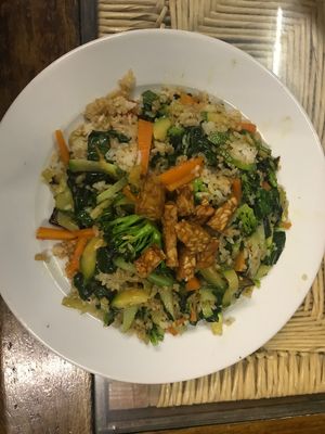 The tempeh dish at Mana del Jardin in Puerto Escondido