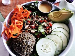 California salad with lentils. Yummmm.  at Max Well in New Orleans