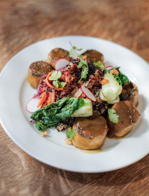 Miso Glazed Eggplant Scallops at Max Well in New Orleans