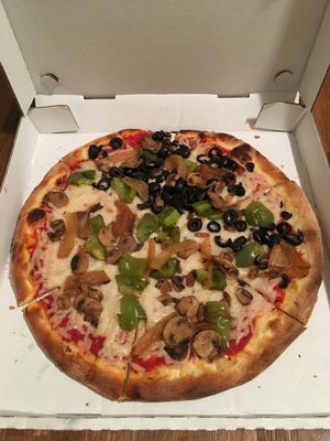 Veggie pizza, daiya cheese at Amici's East Coast Pizzeria in Redwood City