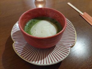 Macha latte at Onwa in Nara