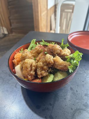 Karaage (friend chicken) bowl   at Onwa in Nara
