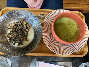 Black sesame ice-cream parfait  at Onwa in Nara